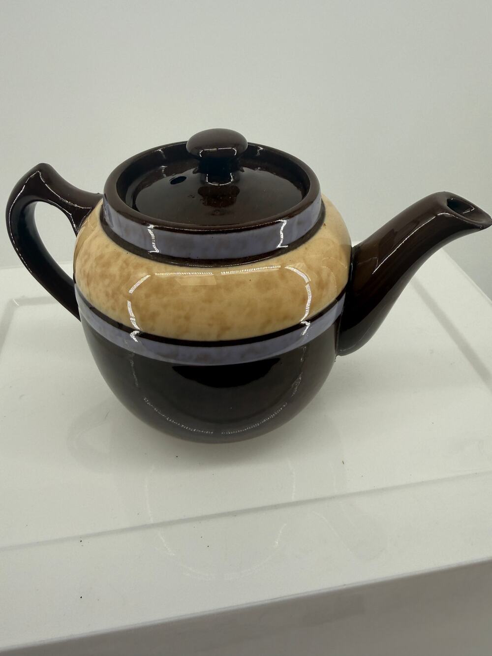 Sadler Staffordshire England Brown Tan Ceramic Teapot Vintage English Cottage